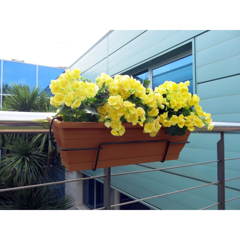 Jardinera de balcón con soporte metálico marrón FLORIA 60S Nortene