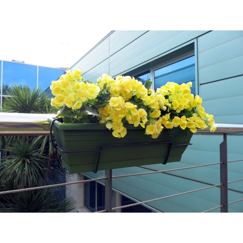 Jardinera de balcón con soporte metálico verde oscuro FLORIA 60S Nortene