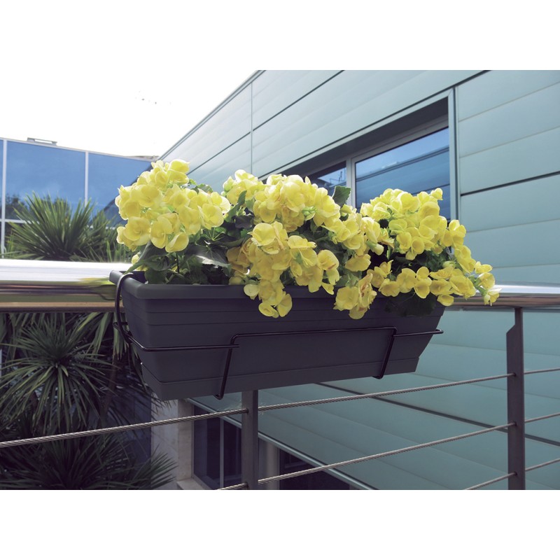 Floreira de varanda com suporte metálico cinzento FLORIA 60S Nortene