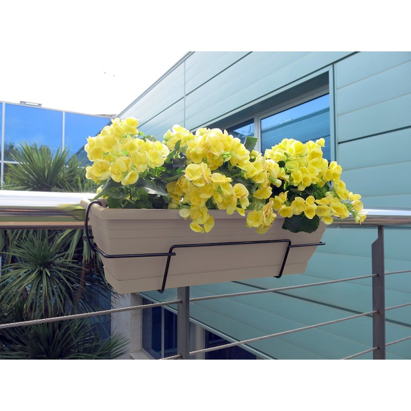 Jardinera de balcón con soporte metálico topo FLORIA 60S Nortene