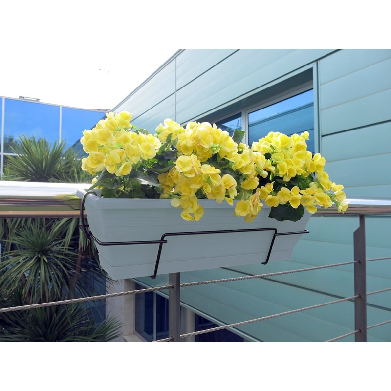 Jardinera de balcón con soporte metálico azul FLORIA 60S Nortene