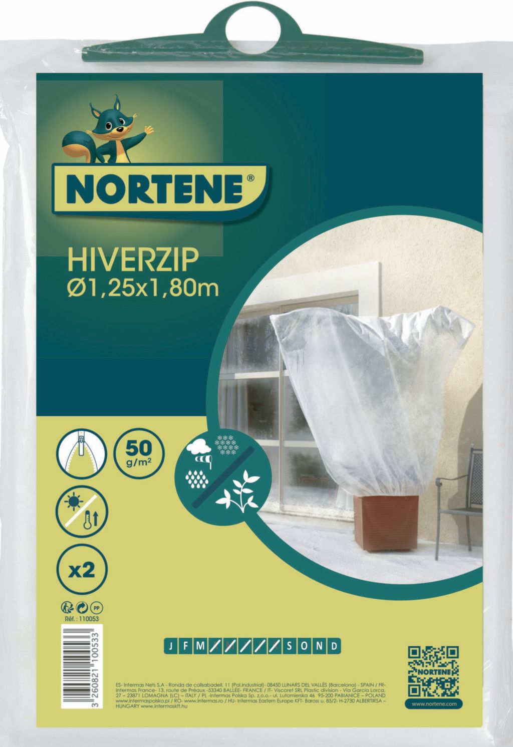 Funda de hibernación para plantas con cremallera HIVERZIP Nortene