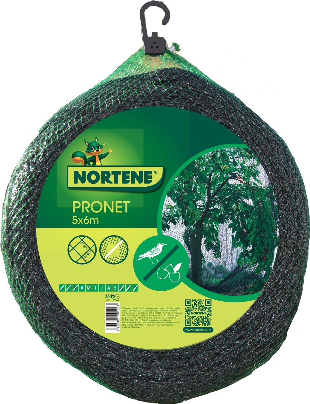 Malla antipajaros 2 mm PRONET  6 x 5 m Verde Nortene