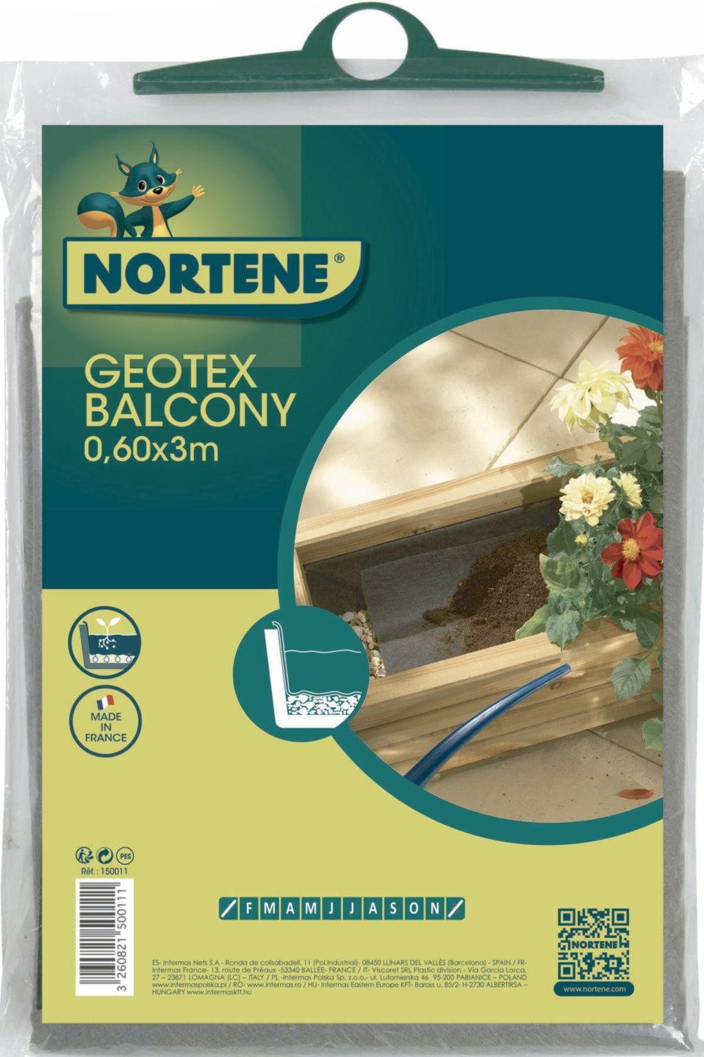 Malla de drenaje para jardineras GEOTEX BALCONY ,6 x 3 m Gris Nortene