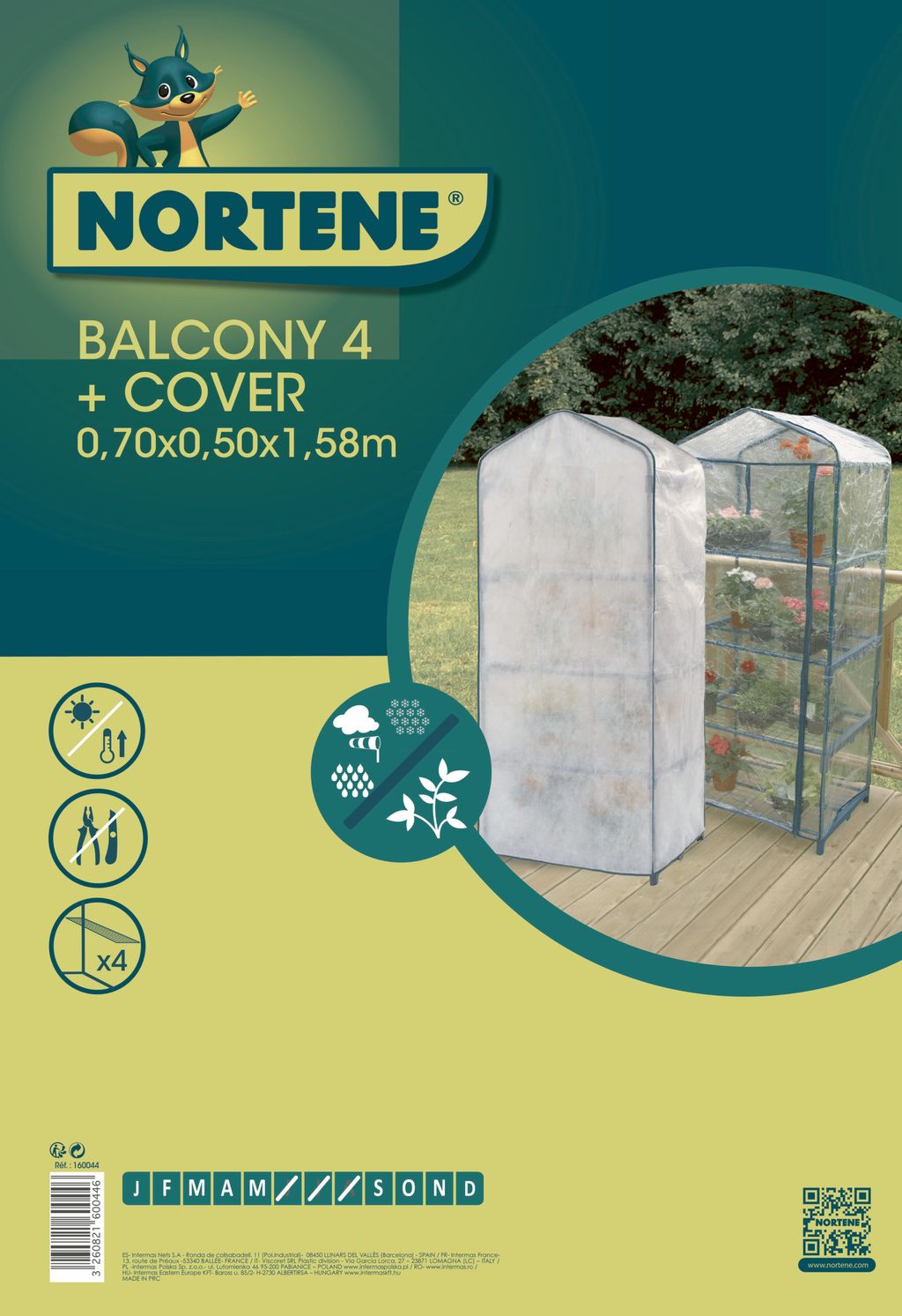 Funda para el invernadero BALCONY 4 1,58 x ,3 x ,7 m Nortene