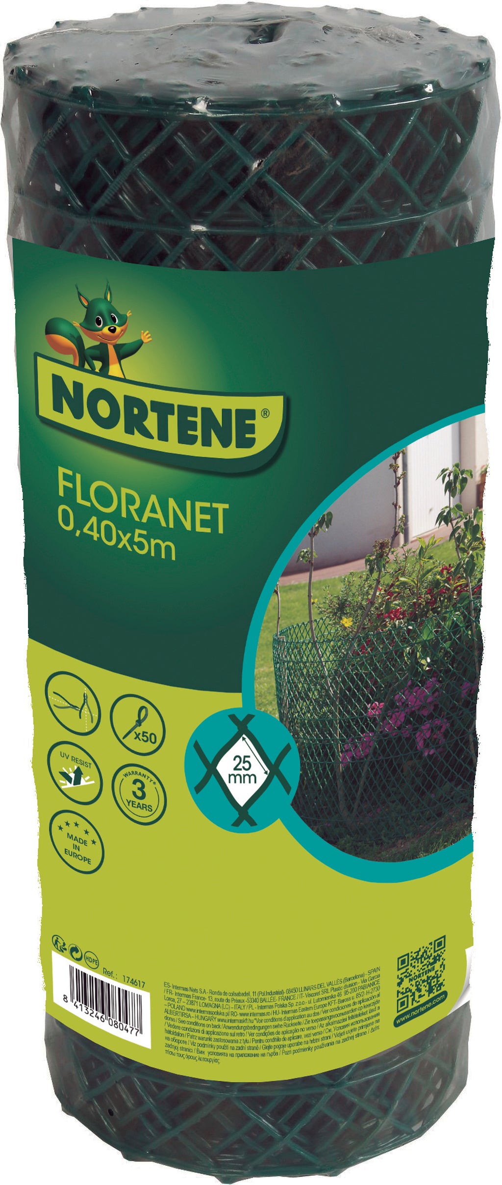 Rede para canteiros de flores FLORANET Verde Nortene