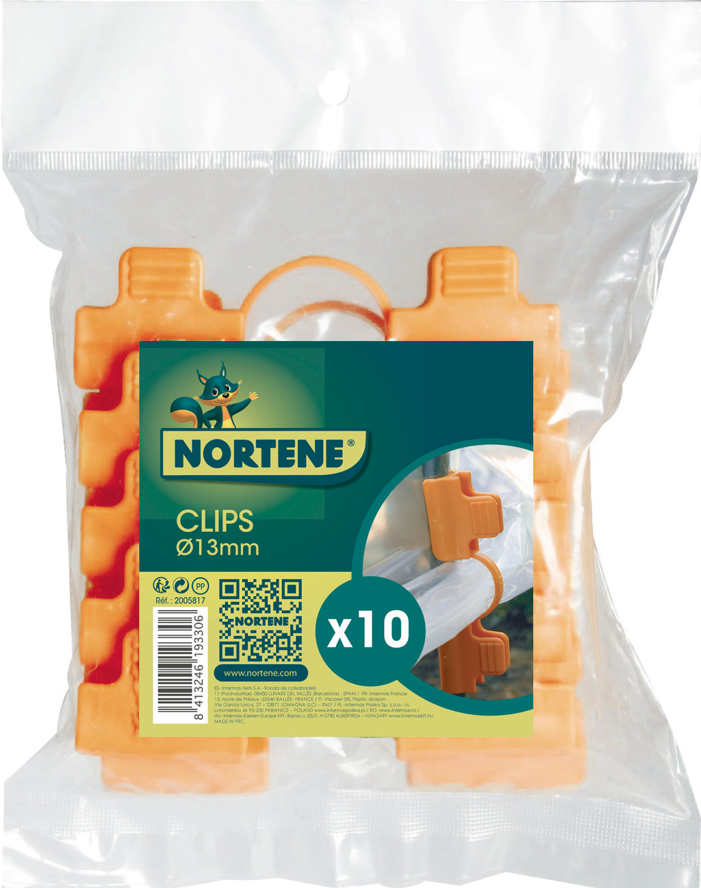 Clips para film CLIPS TUTEURS 13 mm Naranja Nortene
