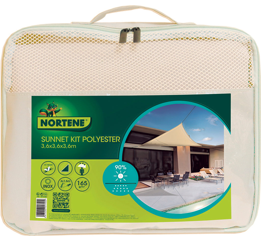 Vela de sombreamento impermeável triangular SUNNET KIT POLYESTER Nortene