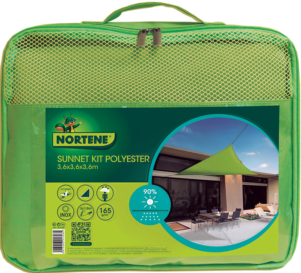 Vela de sombreamento impermeável triangular SUNNET KIT POLYESTER Nortene