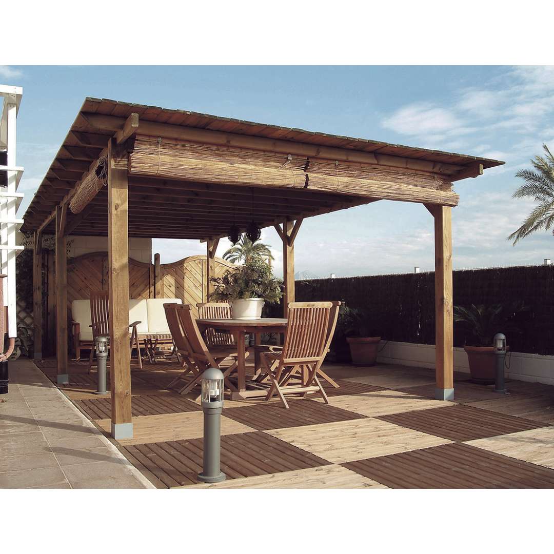 Kit pérgola de madera + postes DELIA 4 x 3,6 x 2,4 m Nortene