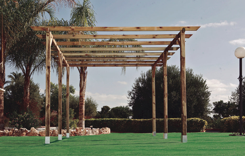 Kit pérgola de madera + postes DELIA 4 x 3,6 x 2,4 m Nortene