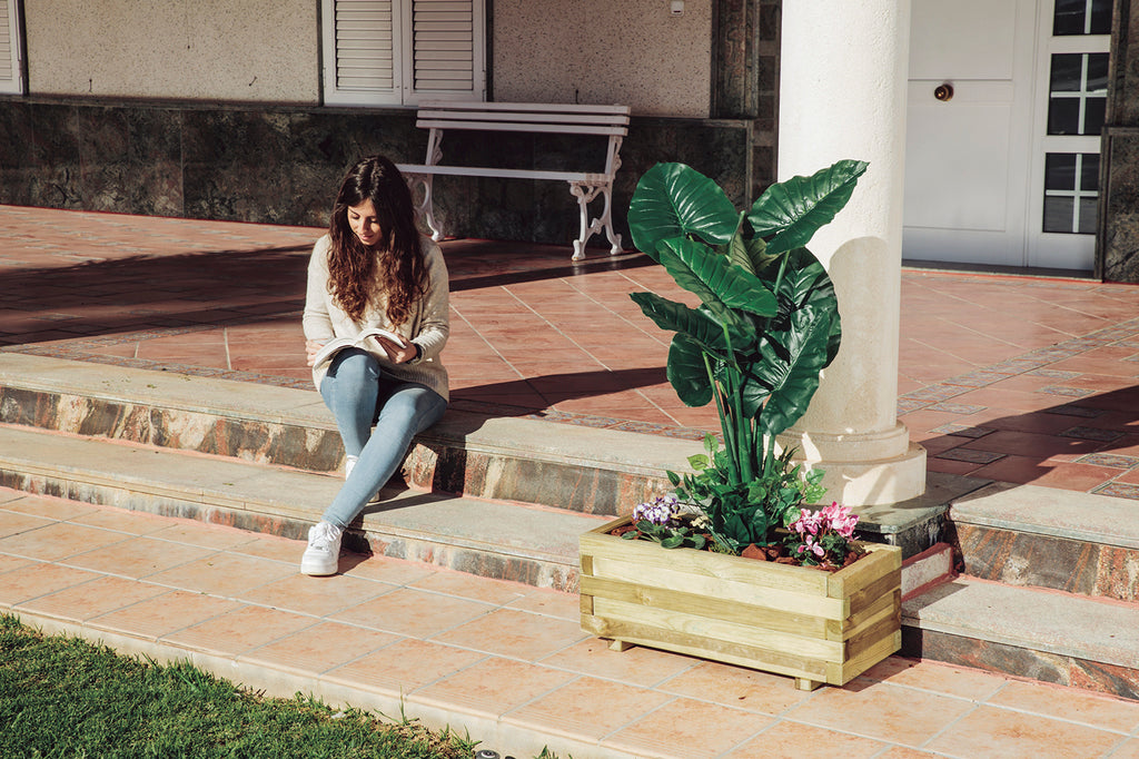 Jardinera rectangular de madera DORA Nortene