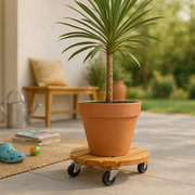 Soporte rodante de madera redondo FLORA ROLL LASURE Nortene